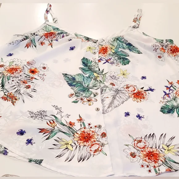 Torrid White Tropical Floral Button-Front Cami Tank Top – Size 00 -M/L - Size 10 - Picture 13 of 16